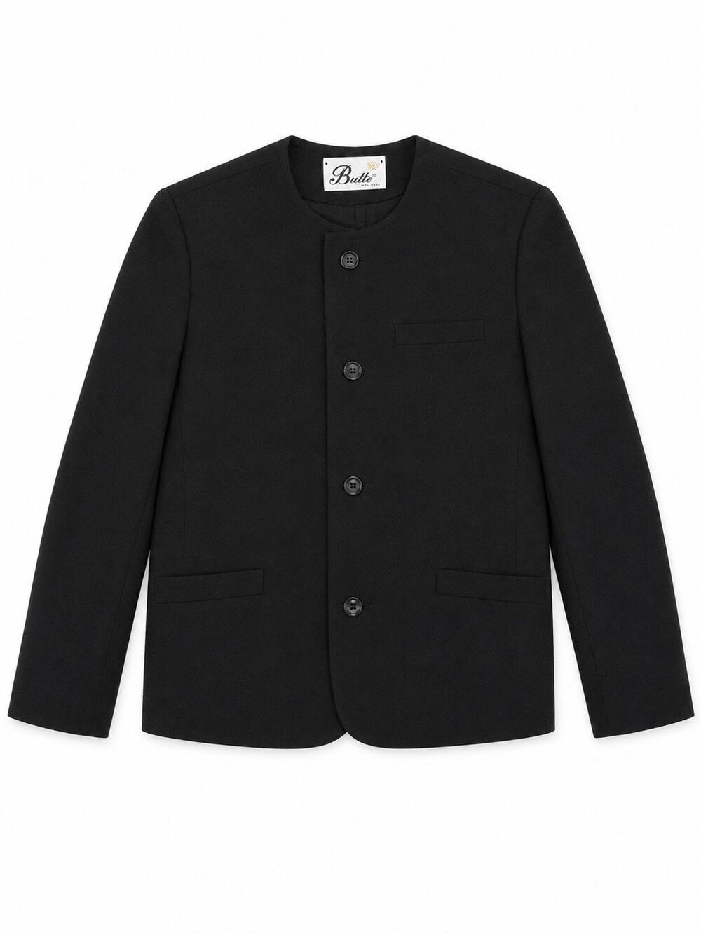Butte Women’s Black Collarless Button Front Career Blazer Jacket Medium